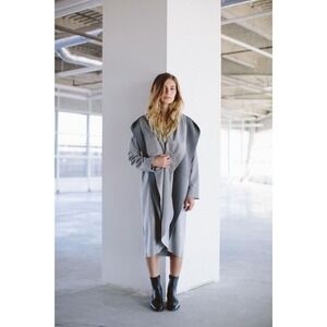 SOSKEN Brandy Waterfall‎ Woll Blend Coat in Gray Sz M